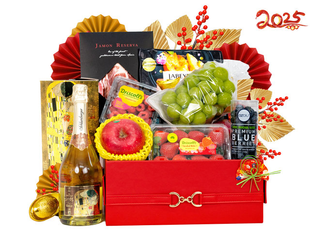 CNY Gift Hamper - New Year Gourmet Champagne Fruit Gift Baskets FH239 - CH21129B7 Photo